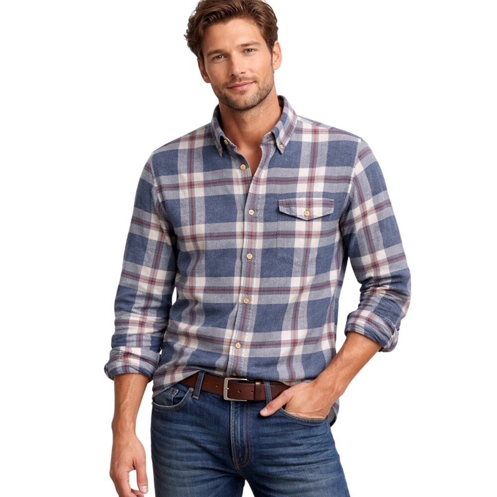 J Crew Slim Fit Shirt Men's Size S Blue Plaid‎ Button-Down Long Sleeve Cotton
